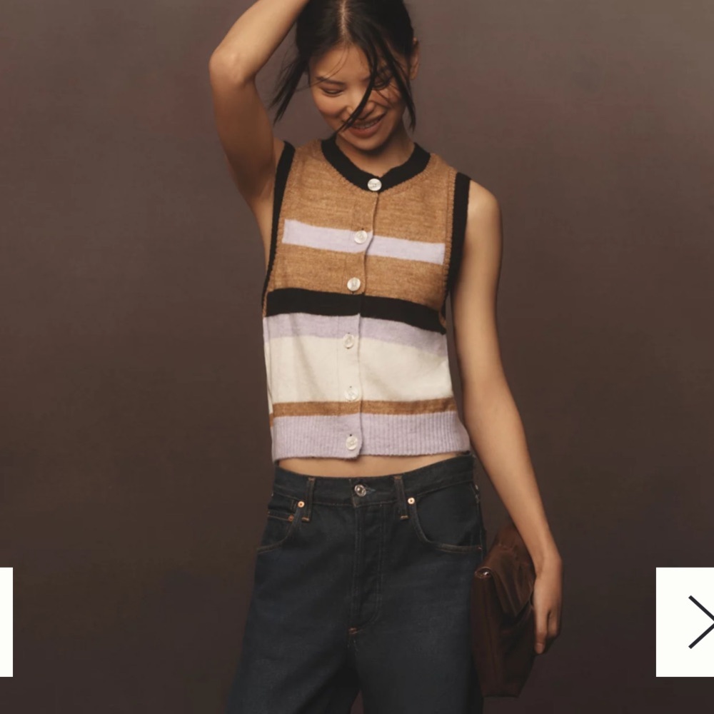 Maeve Tan and Black Knit Vest xs - Picture 2 of 7